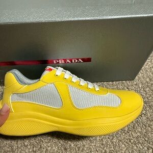 Prada Vibrant Yellow and White Sneakers